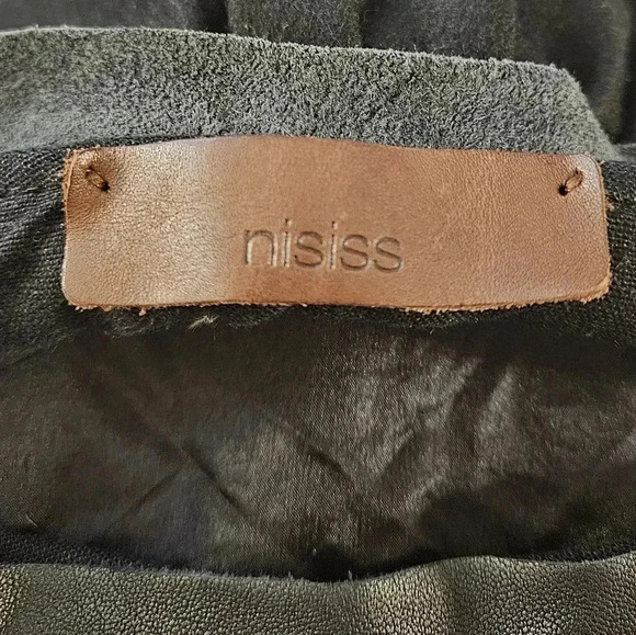 Nisiss wool midi length skirt with genuine leather accents s/m - Picture 7 of 8